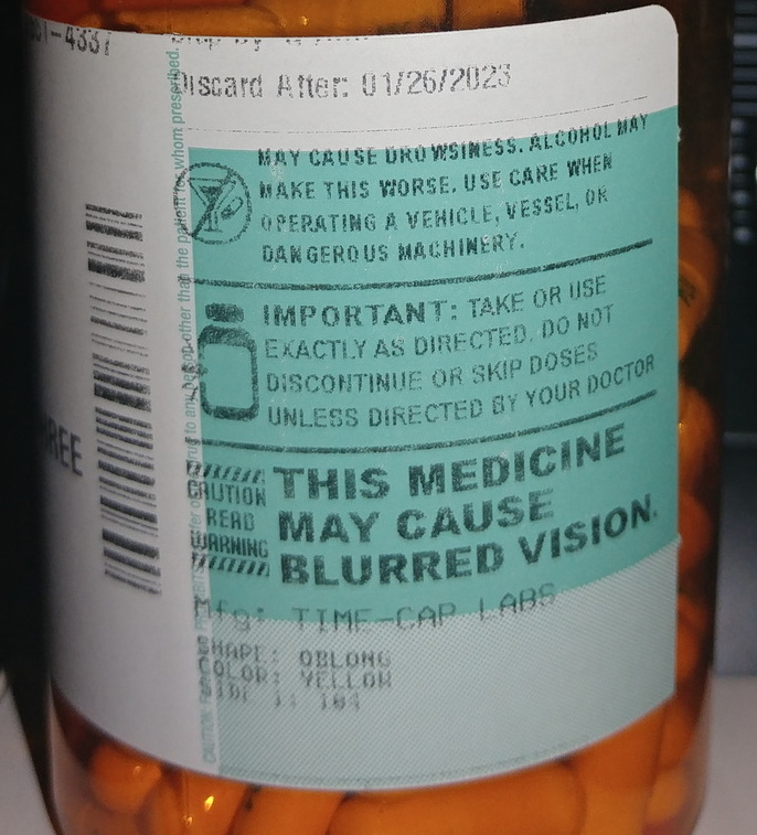 Gabapentin blurs vision